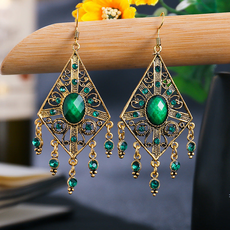 Ethnic Hollow Geometric Diamond Fashion Drop Earrings Wholesale