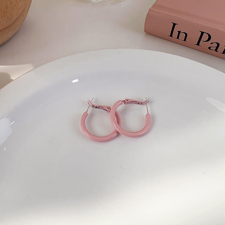 Fashion Pink Earrings Geometric Earrings Simple Alloy Earrings