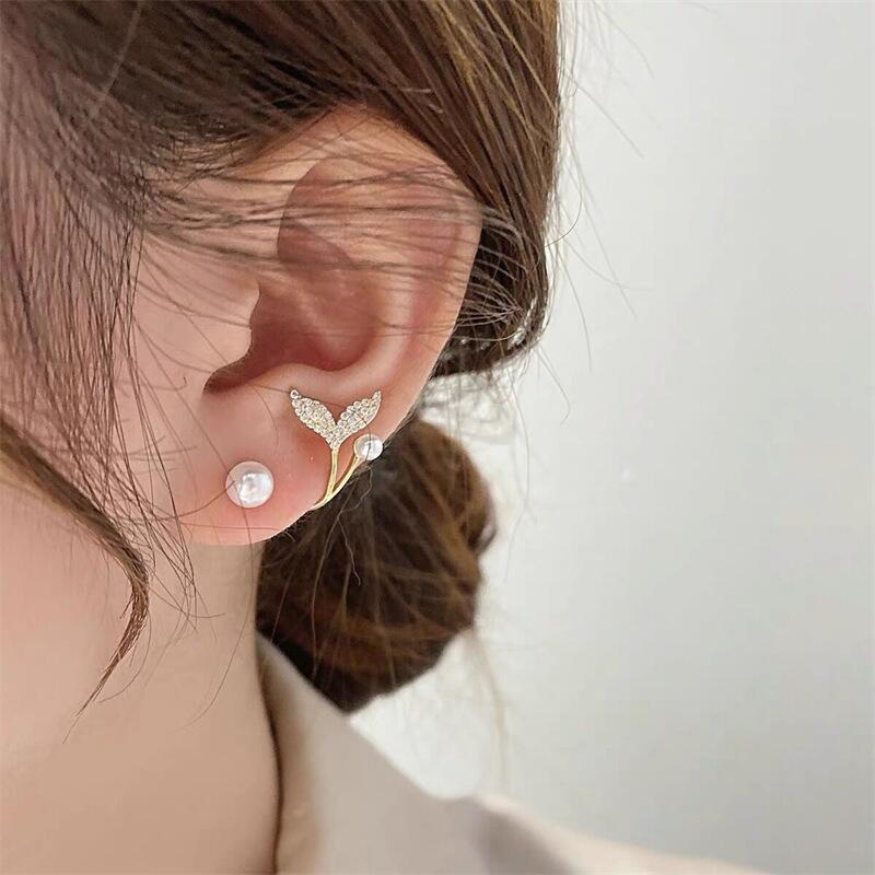 Fashion Pearl Earrings Retro Geometric C-shape Alloy Earrings