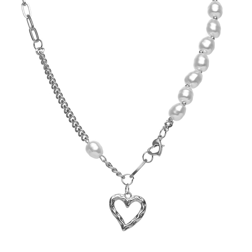 Fashion Hollow Heart-shaped Pearl Clavicle Chain Alloy Necklace