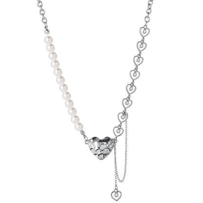 Fashion Hollow Heart-shaped Pearl Clavicle Chain Alloy Necklace