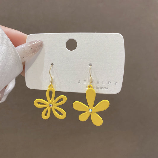 Asymmetric Flower Earrings Summer Petal Alloy Earrings