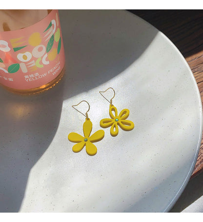 Asymmetric Flower Earrings Summer Petal Alloy Earrings