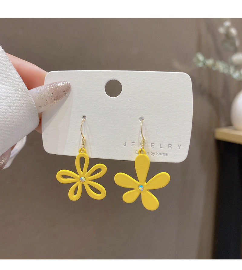 Asymmetric Flower Earrings Summer Petal Alloy Earrings