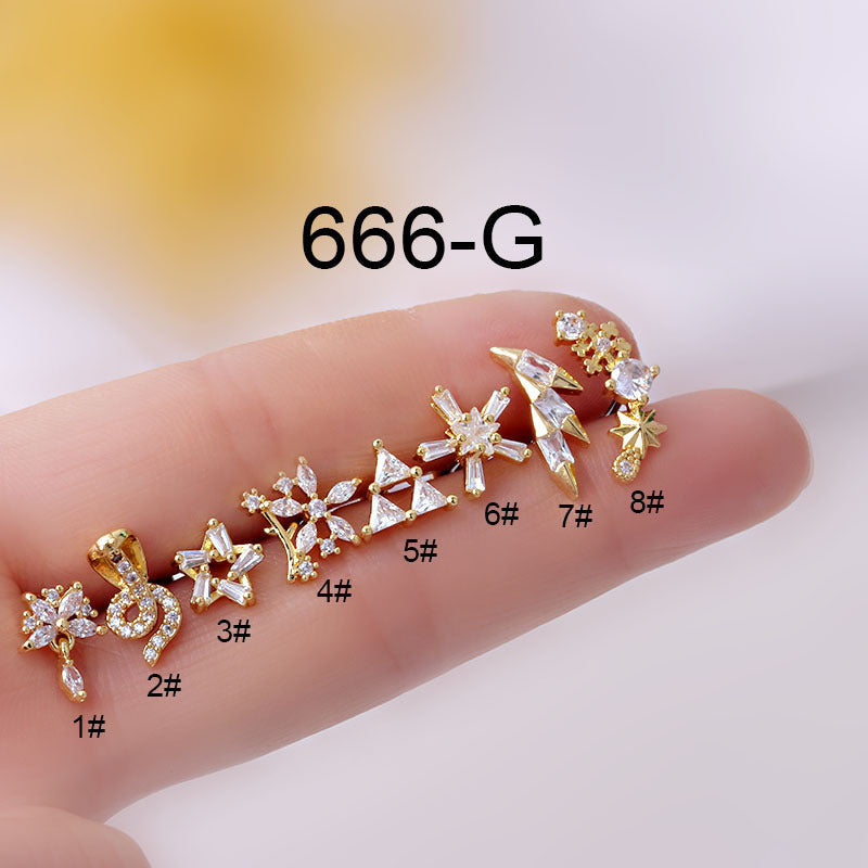 Fashion Flower Inlaid Zircon Metal