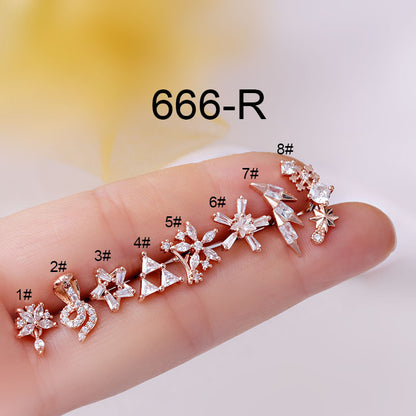 Fashion Flower Inlaid Zircon Metal