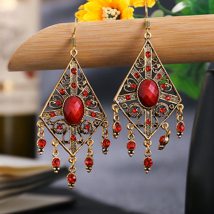 Ethnic Hollow Geometric Diamond Fashion Drop Earrings Wholesale