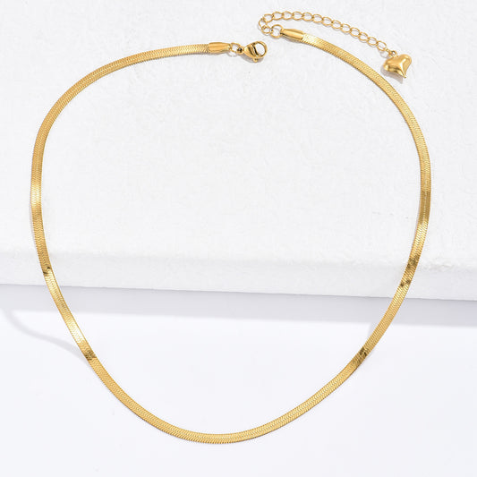 Simple Plain Chain Blade Chain Necklace In Titanium Steel Fashion Gold