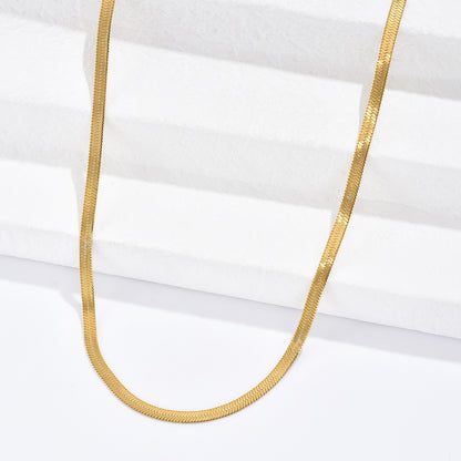 Simple Plain Chain Blade Chain Necklace In Titanium Steel Fashion Gold