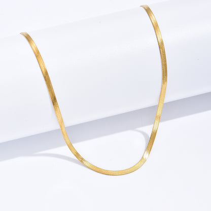 Simple Plain Chain Blade Chain Necklace In Titanium Steel Fashion Gold