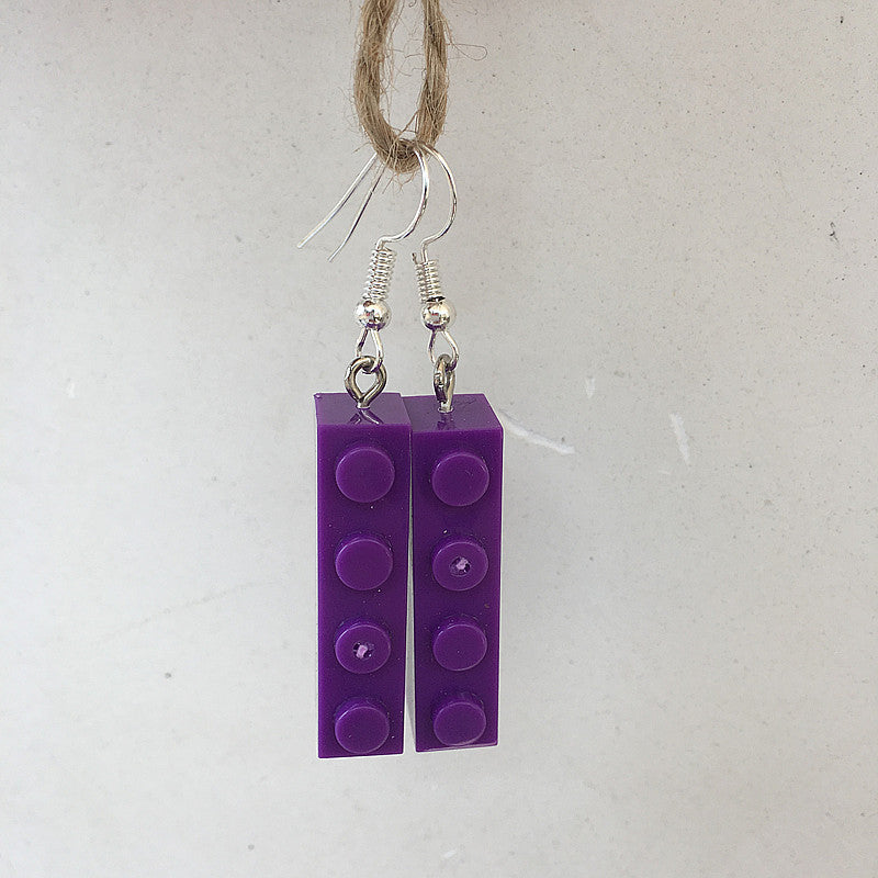 Retro Childlike Color Building Block Earrings