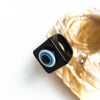 Retro Devil's Eye Blue Eye Glitter Square Wide-faced Resin Ring