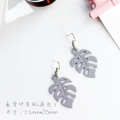 Fashion Leaf Earrings Simple Solid Color Alloy Ear Hook