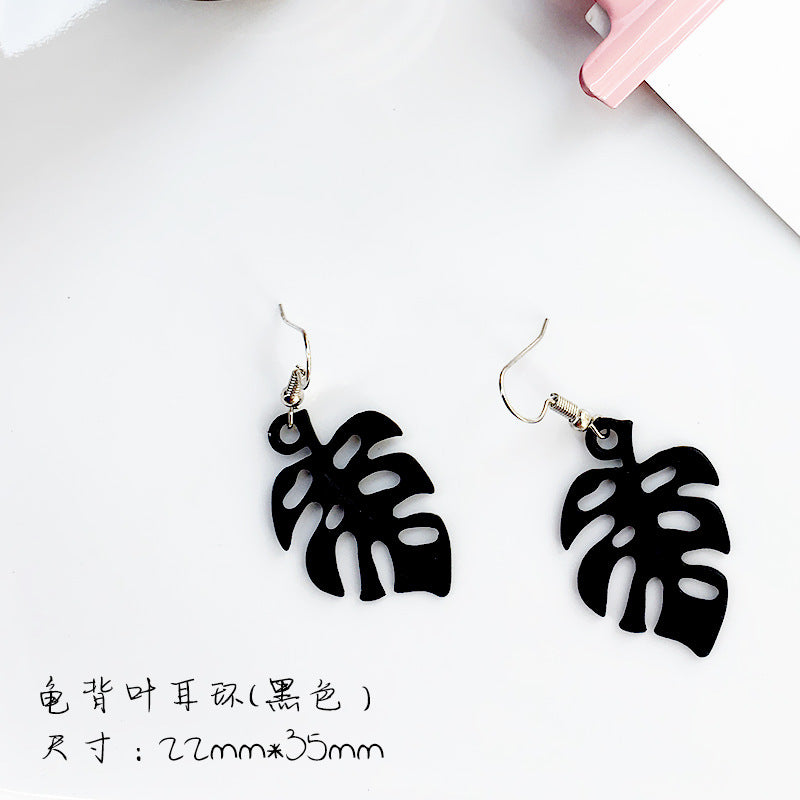 Fashion Leaf Earrings Simple Solid Color Alloy Ear Hook