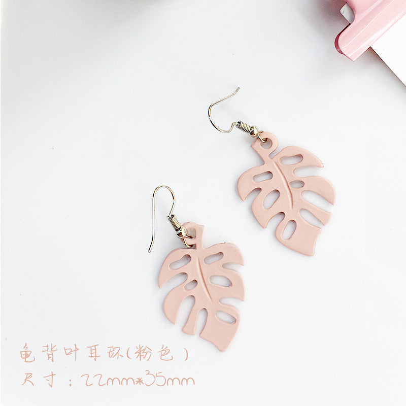 Fashion Leaf Earrings Simple Solid Color Alloy Ear Hook