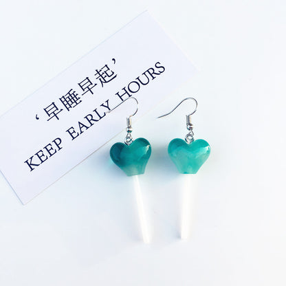 Cute Heart-Shaped Lollipop Earring Resin Candy Earrings