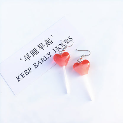 Cute Heart-Shaped Lollipop Earring Resin Candy Earrings