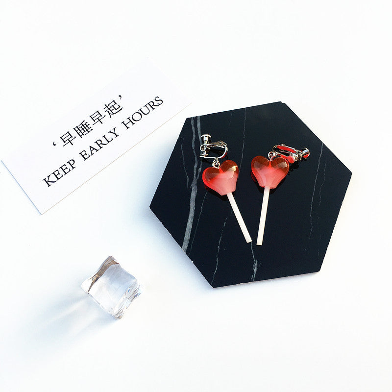 Cute Heart-Shaped Lollipop Earring Resin Candy Earrings