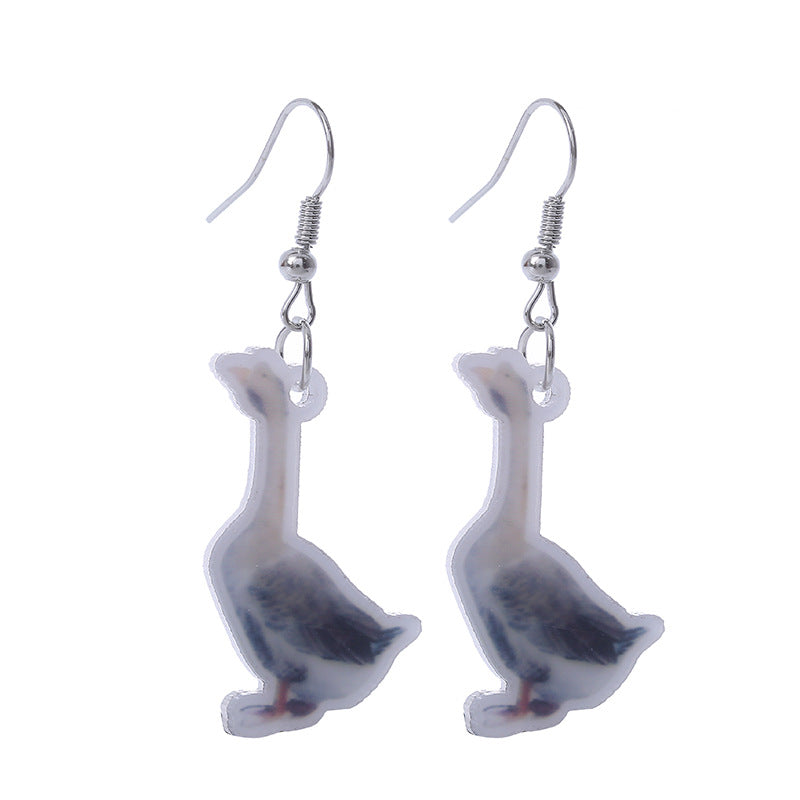 Creative Earrings Simulation Animal Acrylic Printing Frog Earrings