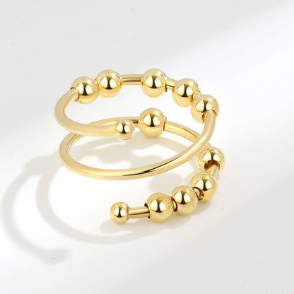 Wholesale IG Style Simple Style Geometric Copper Beaded Plating Open Rings Anxiety Ring