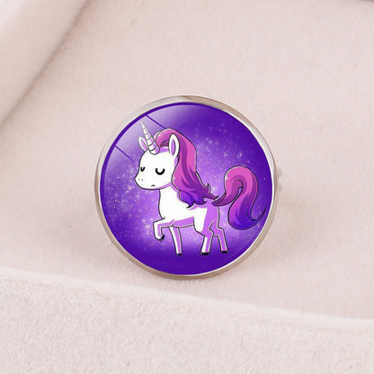 New Accessories Unicorn Time Gemstone Opening Adjustable Metal Ring Children's Cartoon