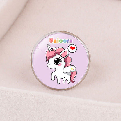 New Accessories Unicorn Time Gemstone Opening Adjustable Metal Ring Children's Cartoon