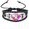 Cute Children's Cartoon Unicorn Pony Blue Hand-woven Rope Leather Bracelet