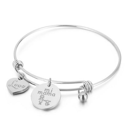 New Heart-shaped Titanium Steel Bracelet Retractable Bracelet Mother's Day