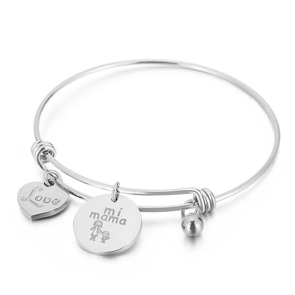 New Heart-shaped Titanium Steel Bracelet Retractable Bracelet Mother's Day