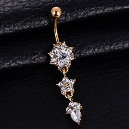 New Water Drop Flower-shaped Pendant Diamond Belly Button Piercing Umbilical Jewelry