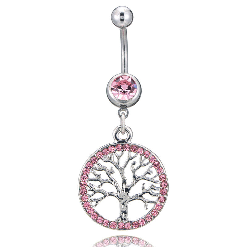 New Diamond-encrusted Happiness Lucky Tree Medical Steel Navel Nails Wholesale