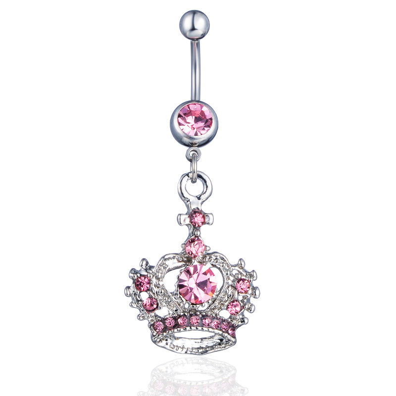 New Piercing Belly Dance Jewelry Diamond Crown Belly Button Ring