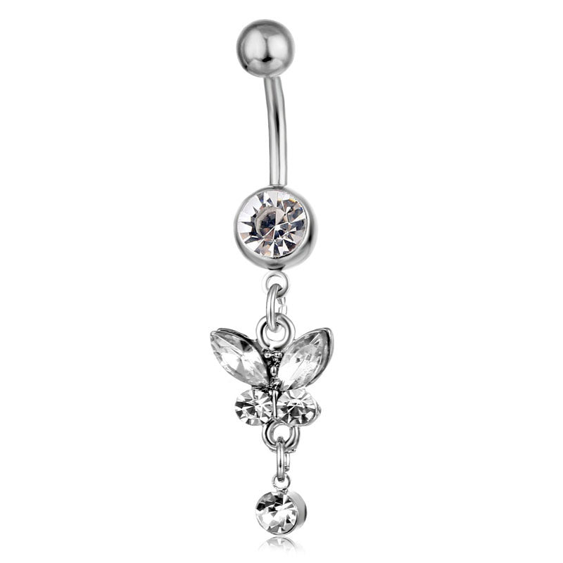 Spot Wholesale European And American Piercing Jewelry Butterfly Strap Belly Button Ring Belly Button Nail