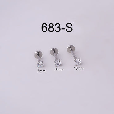 3mm Round Zircon Inner Tooth Lip Nail 6/8/10mm Stainless Steel Piercing Jewelry