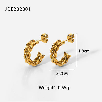 New Fashion Creative 18k Gold Double C Twist C Stainless Steel Ladies Earrings