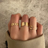Fashion Hip-hop C-shaped Open Alloy Ring Set 3-piece