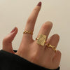 Fashion Hip-hop C-shaped Open Alloy Ring Set 3-piece