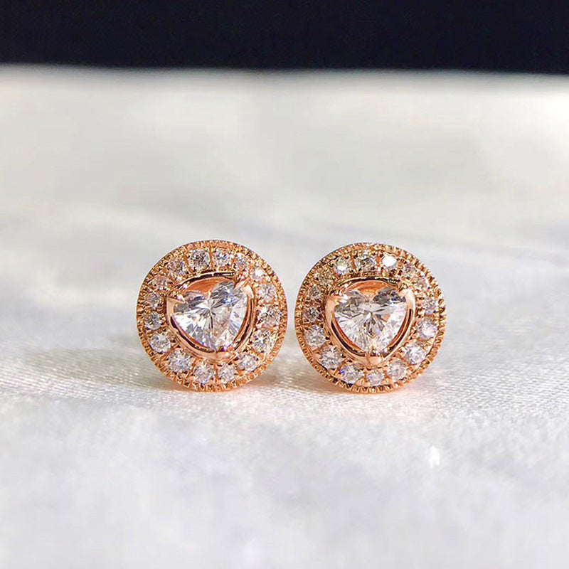 New Korean Heart-shaped Copper Zircon Women's Earrings Wholesale