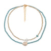Fashion Double Layered Wearing Crystal Turquoise Pearl Clavicle Chain