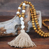 Retro Turquoise Pendant Wood Bead Bohemian Color Tassel Long Necklace