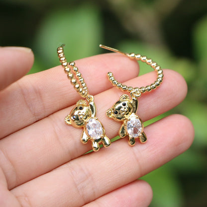 Bear C-shaped Female Fashion Creative Tiger Butterfly Copper Earrings