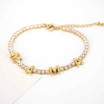 Fashion Letter Love Mama Copper Inlaid Zircon Bracelet