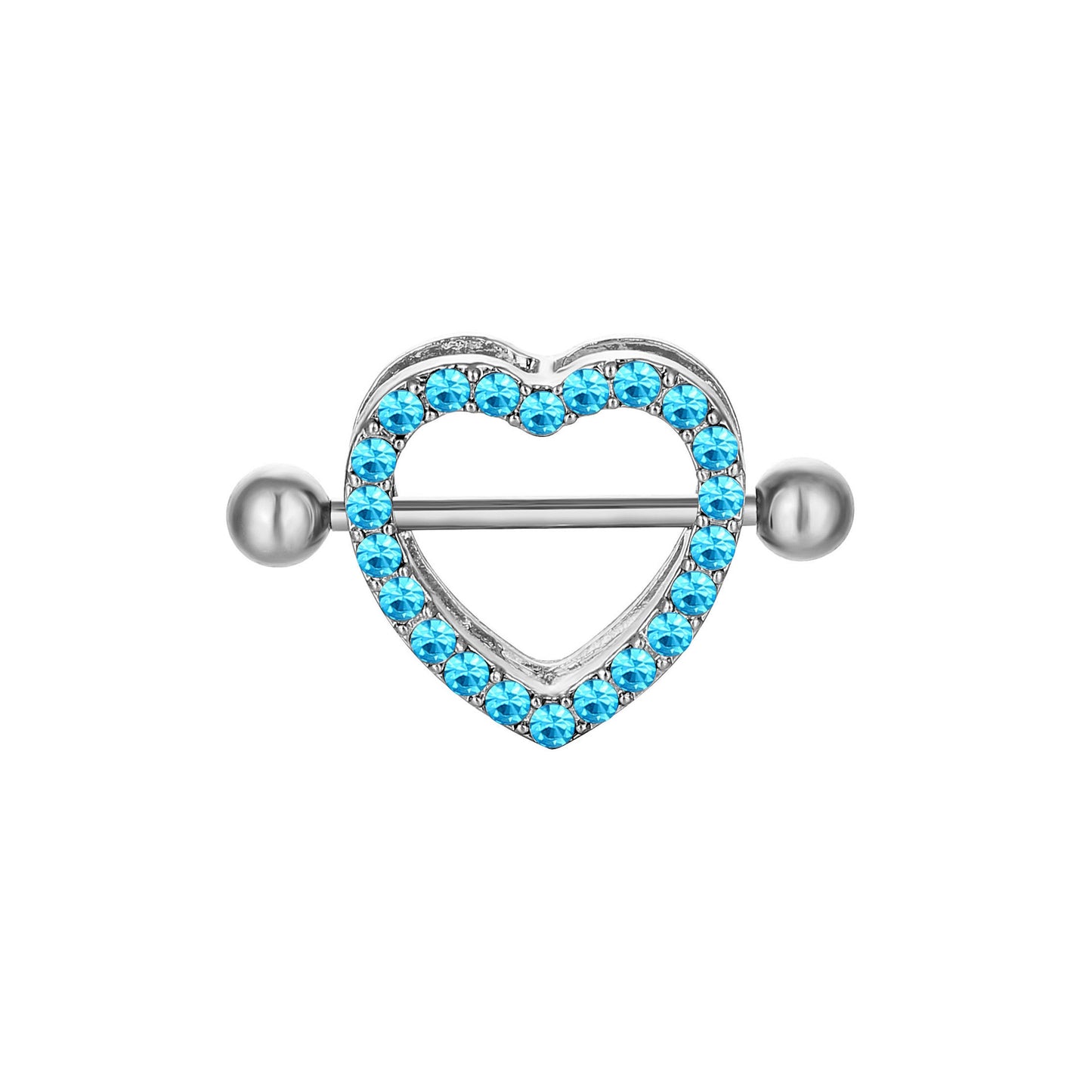 Sexy Heart Stainless Steel Inlay Rhinestones Nipple Ring