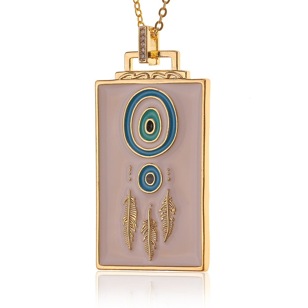 Hip-hop Jewelry Copper-plated 18k Gold Pendant Oil Drip Necklace Women