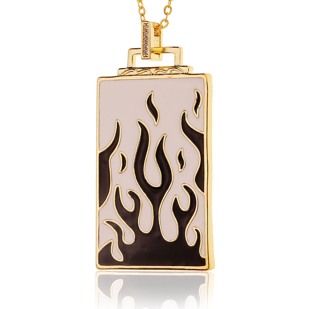 Hip-hop Jewelry Copper-plated 18k Gold Pendant Oil Drip Necklace Women