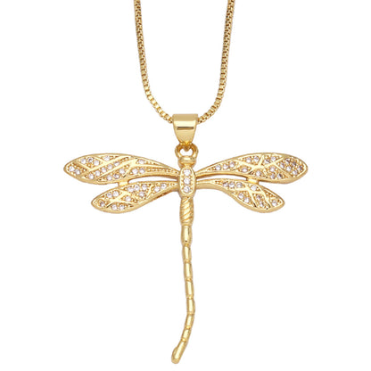 New Dragonfly Butterfly Copper Inlaid Zircon Necklace Collarbone Chain