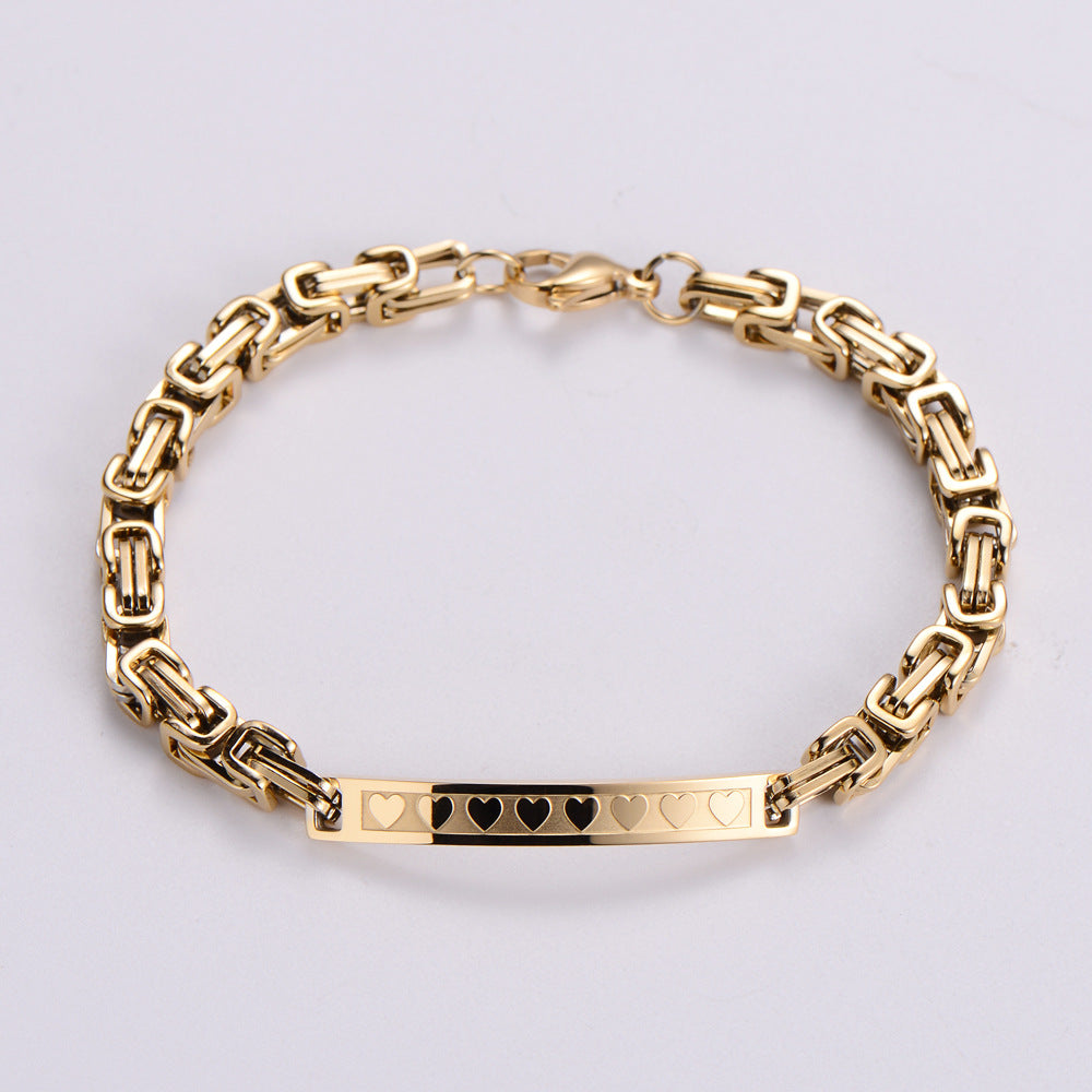 Fashion Simple Heart-shaped Gold Plated Stainless Steel Bracelet