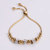 Fashion Stainless Steel Diamond Adjustable Size Beaded Bracelet