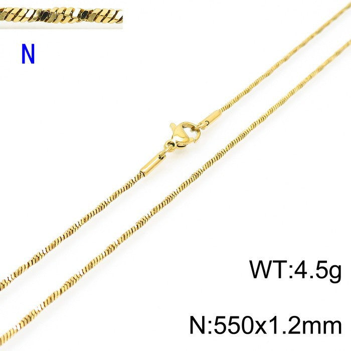 Fashion Simple Stainless Steel Snake Bone Chain Necklace