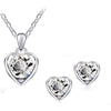 Fashion Simple Crystal Heart Pendent Alloy Necklace Earrings Set